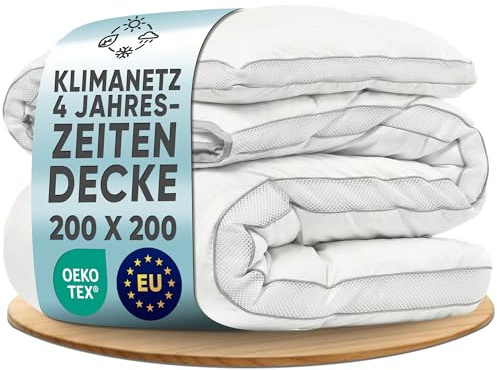 LILENO HOME Premium 4-säsongsöverdrag, 200 x 200 cm [1-set] med CoolComfort klimatnät – täcke 200 x 200 cm bestående av 2 täcken – som sommar- och vinterfilt – koksäker upp till 95 °C