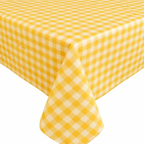 Home Direct Tovaglia Cerata in PVC, Lavabile, Copritavolo, a Quadretti, Gialla, 100 cm X 140 cm,