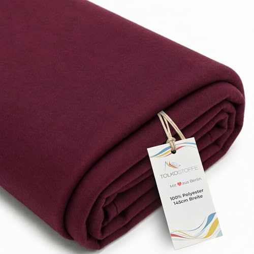 TOLKO Tungt dekomolton tyg 2 mm tjockt | gardintyg 145 cm brett | fotostudio bakgrund, mässor, teaterscen, bio, moltontyg, metervara för dekoration (Bordeaux)