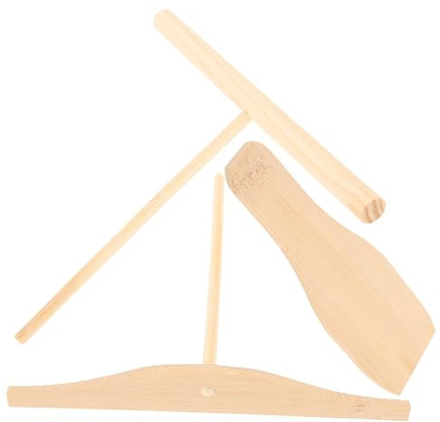 MAGICLULU Wooden Crepe Spreader and Pancake Spatula 3pcs Round Head for Household Pancake Making and Baking Tools