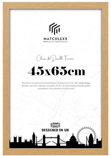 MatchLexx Modern Oak 45x65 cm Poster Frames | Mdf Wooden Shatter-Proof Styrene Portrait & Landscape | Jigsaw Puzzle Photo Movie Frame | for Home Office & Livingroom