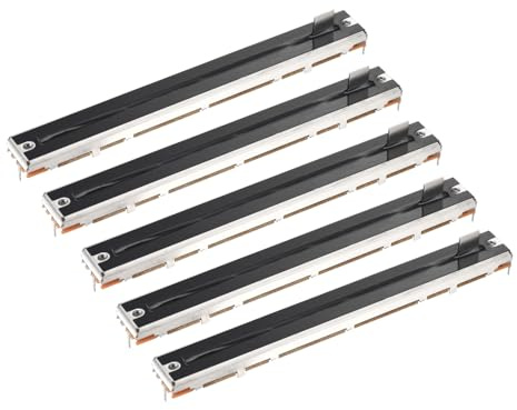 QUARKZMAN 5Pcs Potenciómetro Lineal Simple Recto Deslizamiento 3 Pines B10K 128mm(L) Recorrido 100mm Mango 8x8mm Resistencia Variable Mezclador Potenciómetro Electrónico
