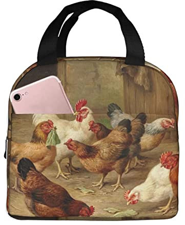 NUYFVG Bolsa de almuerzo aislada impresa con diseño de gallina asada para hombres y mujeres, organizador de almuerzo impermeable para picnic, trabajo, escuela, viajes