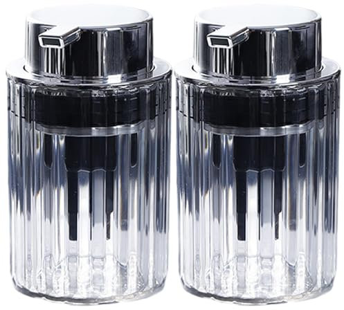 Dispenser di sapone schiumogeno da 300 ml, ad alta capacità, ricaricabile, in schiuma trasparente, con pompa argentata, per bagno, lavanderia, cucina, 2 pezzi