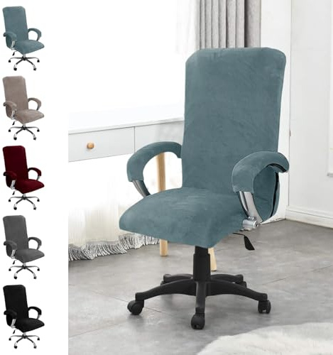 YushengTai Housse de Chaise de Bureau en Velours - Extensible pour Fauteuil de Jeu, Ordinateur, Pivotante - avec Accoudoirs - Élastique