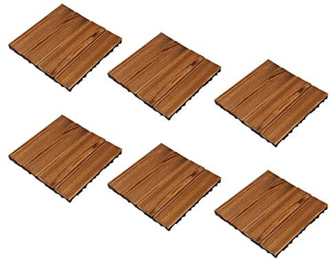 KENANLAN Blocchi da Pavimento in Legno con Materiale di Pino da Canfora, Giunzione Rapida, Colla, per Balcone, Terrazza, Giardino