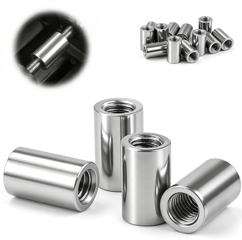 mawmuaw 8 Pièces Manchon Filetée Rond M8x12x30 mm Manchons Filetés Ronds Acier Inoxydable 304 Écrous de Connexion Ronds Écrous de Raccordement M8 Filet Couplage pour Tiges Filetées Vis et Boulons
