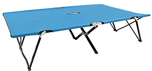 GFEROMRF Blue Steel Foldable Double Sun Lounger Water Resistant, Double Camping Bed 240 kg Capacity for Two, Blue Steel Outdoor Lounger for Two