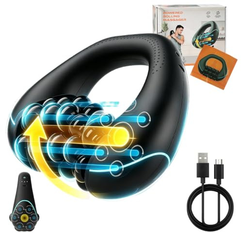 Masajeador eléctrico de mano, masajeador de percusión portátil de 3 velocidades, potente máquina de masaje recargable para tejido profundo, herramientas de masaje para alivio de todo el cuerpo