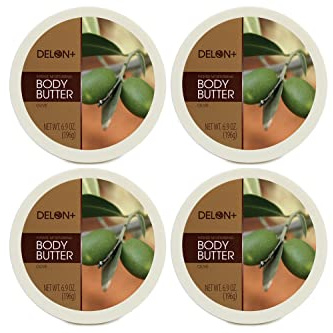 DELON Intense Moisturizing Body Butter, Olive with Olive Oil & Vitamin E, 6.9 oz (Pack of 4)