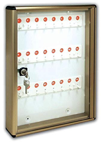 ALUBOX Bacheca Portachiavi Da Parete In Alluminio 30X5X14 Cm Porta Chiavi Da Muro Per Casa Interno O Esterno Protetto Made In Italy Con 24 Ganci Numerati (BRONZO)