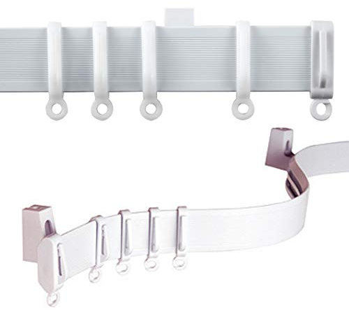 C2B 500cm Plastic Curtain Track - Strong, Bendable Track, (196) Bay & Straight Windows - Wall & Ceiling Mounted, Parts for 3 Tracks.- Easily Cut Down - Use Pencil Pleat, Pinch Pleat, Shower Curtain