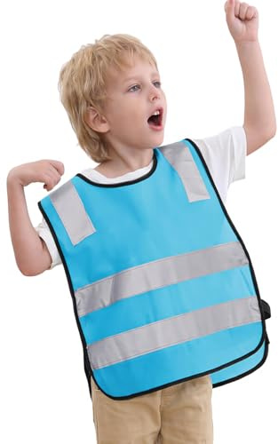 GOGO Chaleco reflectante para correr para niños, chaleco de seguridad con cintura elástica, uniformes preescolares, color azul