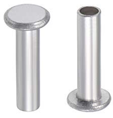 sourcing map 100 Pcs 3mm x 12mm Aluminum Flat Head Semi-Tubular Rivets Silver Tone