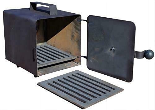 QLS Fumoir - Foyer - Système de séchage avec régulation de l'air en fonte - Avec grille ouverte - 20 x 20 x 25 cm