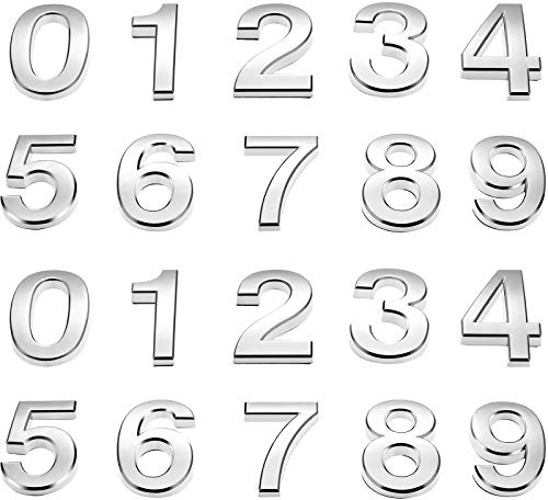 20 Pieces Reflective Mailbox Numbers 0-9 for Outside Self Adhesive Door Address Number Decals Stickers for House Apartment Office Hotel Room (2 Inch, Silver)