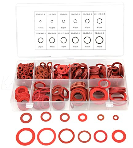 Rondelle in Fibra, 600 Pezzi 12 Misure Rondelle Piatte in Fibra Di Carta Acciaio, Guarnizioni in Fibra, Assortimento Di Distanziatori Isolanti Kit Con Scatola, Guarnizioni Idrauliche