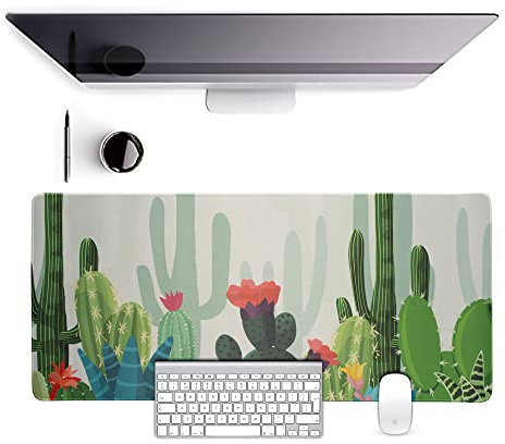 AINAK XXL Schreibtischunterlage, Gaming Mauspad, Tastatur-Pad, Hübsche Schreibtisch Zubehör - verbessert Präzision und Geschwindigkeit - Abwaschbar-WASSERFEST (CARPET CAKTUS)