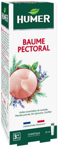 Humer - Baume pectoral confort respiratoire - Massage poitrine et dos - A partir de 3 ans - Tube 30ml