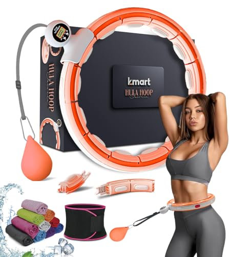 K-MART Smart Weighted Hula Ring Hoops, Hula Circle Abnehmbarer Fitnessring mit 360 Grad Auto-Spinning Ball Massage, Gymnastik, Erwachsene Fitness für Gewichtsverlust (Orange)