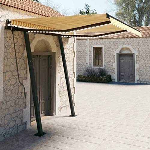 INLIFE 3070123 - Toldo con brazo articulado retráctil (LED, 3,5 x 2,5 m, 47,54 kg), color amarillo y blanco