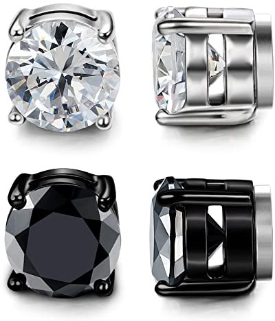 YADOCA 2 Paar Edelstahl Magnet Ohrringe für Herren Frauen Nicht Piercing Cubic Zirconia Hypoallergene Magnetische Ohrringe für Männer