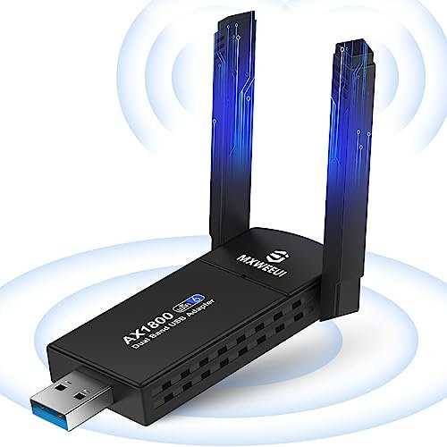5G WiFi Adapter,WiFi Antenna For PC,USB WiFi Adapter For PC,WiFi Adapter for Desktop,1800Mbps Dual Band 2.4G & 5G(574Mbps/1201Mbps),Dual 5dBi Antennas High Gain 802.11AC,Supports Windows 10/11