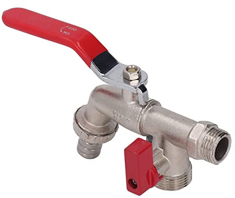 Robinet d'arrosage Bonne étanchéité Robinet 1 dans 2 Sorties Tuyau d'entrée 3/4 Pouce Sortie 1/2 Pouce et 3/4 Pouce Alliage de Zinc Pour Jardin Pour Irrigation