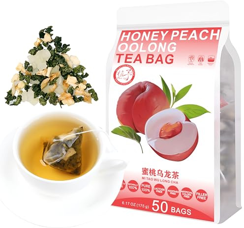 Plant Gift 50 Tassen Honey Peach Oolong Tea Bag (蜜桃乌龙茶 MI TAO WU LONG CHA) Getrockneter Pfirsich, getrockneter Apfel, Oolong Tee 6.17oz (3.5g*50bags, 175g) Kombination von Blumentee