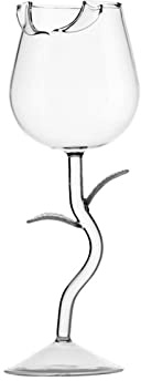 Ejoyous Högt borosilikatglas rödvinsglas med rosform, 280ml, cocktailglas för hem, restauranger, barer och fester