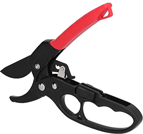 Tijeras de Podar para Ahorro de Esfuerzo, Tijeras de Ramas con Trinquete para Huerto, Rojo y Negro, Podadora de árboles Portátil