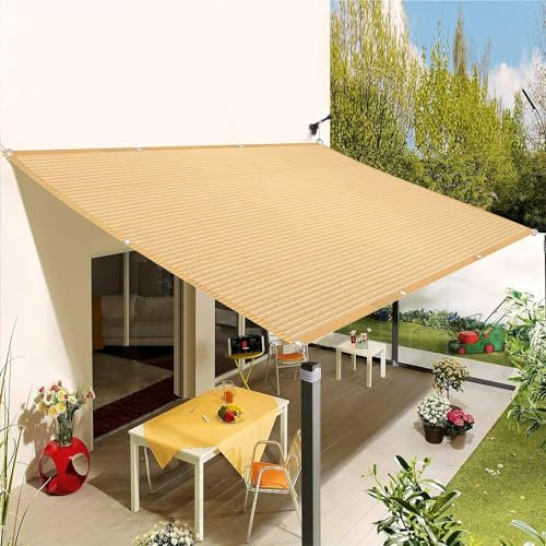 Sonnensegel Sonnenschutz 2.5 x 3 m, HDPE Wetterbeständig Atmungsaktiv, Markisenschutzhüllen Sonnensegel Leinwand, Sun Segel Sonnensegel, für Garten Balkon, Creme Farben