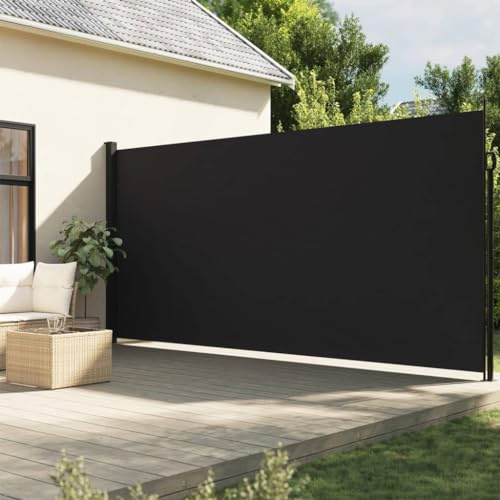 Gecheer Infällbar sidomarkis utomhus uteplats insynsskydd vindskydd trädgård sidoskugga panel för balkong terrass uteplats svart 220 x 500 cm