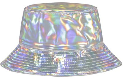 MILAKOO Unisex Hologramm Metallic Eimer Hut Regenmütze Silber Glänzend Glitzernde Mütze Reise Sonnenhut