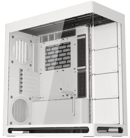 HAVN HS 420 ATX Mid Tower - Carcasa para PC de doble cámara, color blanco, diseño híbrido, ventiladores de 11 x 140 mm y 3 soportes de radiador de 420 mm, gestión de cables SimpliCable, vidrio