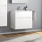 Zentrobad Premium Waschbecken mit Unterschrank lackiert 80 cm Waschtisch Badmöbel Badezimmer Schrank Badschrank mit Zwei Schubladen (Weiß glänzend)