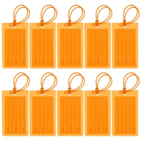 PATIKIL Etichette per Bagagli, 10 Pz Etichette Identificative per Borse da Viaggio Pvc Flessibile Etichette Identificative per Valigie Borse Bagagli Borse Mano, Arancione
