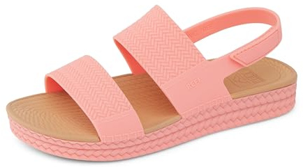 Reef Water Vista Higher Women's Platform Sandal - Adjustable Velcro Strap, Burnt Coral, 3 UK