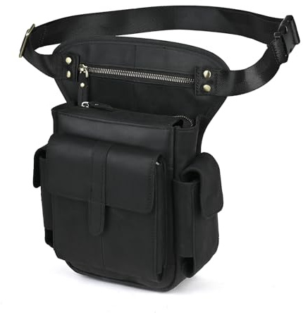 Le'aokuu Hombres de Moda Bolso al Aire Libre Cinturón Bolso de la Cintura Paquete de la Cintura de Fanny Bolso de la Pierna de la Gota Bolso del Mensajero del Zurriago 913-5