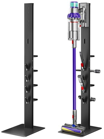 PEGZONE Ständer für Dyson Akkusauger mit 4 Haken und 4 Ablagen，Kompatibel für Dyson Gen5, V15, V12, V11, V10, V8, V7 and V6 Series, Kein Bohren, Kann Staubsauger und Alle Zubehörteile Speichern