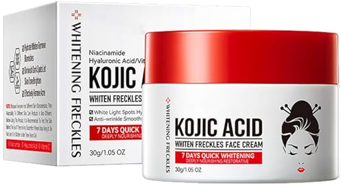 Mnozreo Crema de ácido Kójico,Crema para la Piel Brillante para la Cara,Brillante para Manchas Oscuras y Melanina,Antiedad para Mujeres,30G,1PC