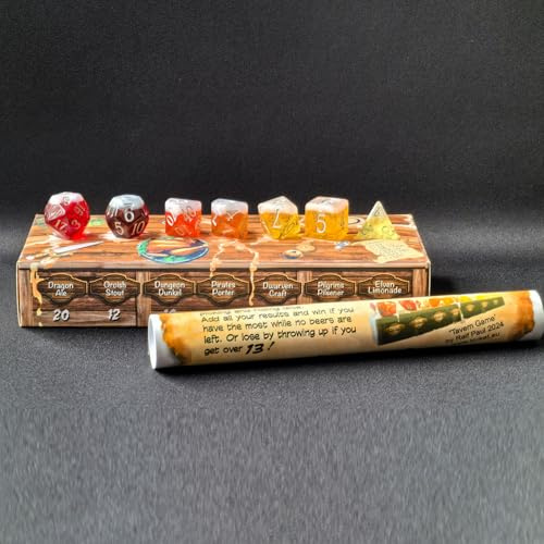 The Tavern Drinking Game, set di dadi poliedrici per birra, per giochi di ruolo o giochi di ruolo (set da 7 pezzi)