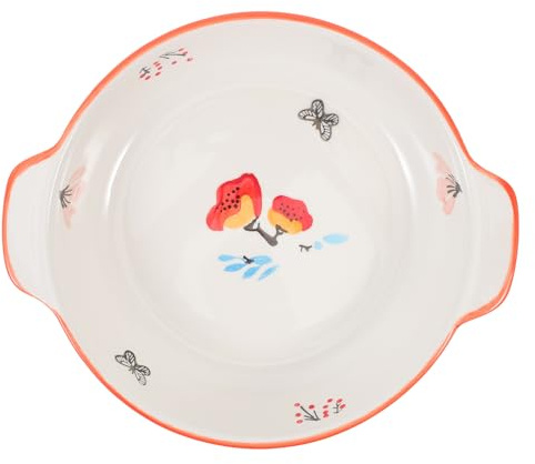 SHINEOFI Fuente de Cerámica para Horno con Asas Dobles Molde Resistente Altas Temperaturas para Tartas Ensaladas y Frutas Apta Microondas y Lavavajillas para Uso Doméstico y Eventos