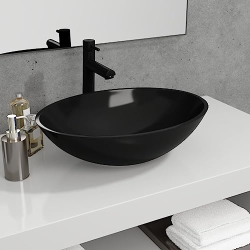 INLIFE Lavabo Verre 50x37x14 cm Noir