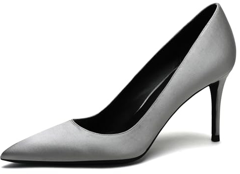 Damskor satinpumps spetssko pianoklack 8 cm gummisula slip-skor business kontor brud gästskor kvällsfest bröllop flerfärgad