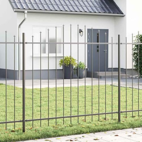 Tonture Recinzione da giardino, 6 pezzi, 170 x 165 cm, grigio, in acciaio verniciato a polvere, protezione dal vento, protezione dagli sguardi indiscreti, recinzione a doppia asta, per terrazza