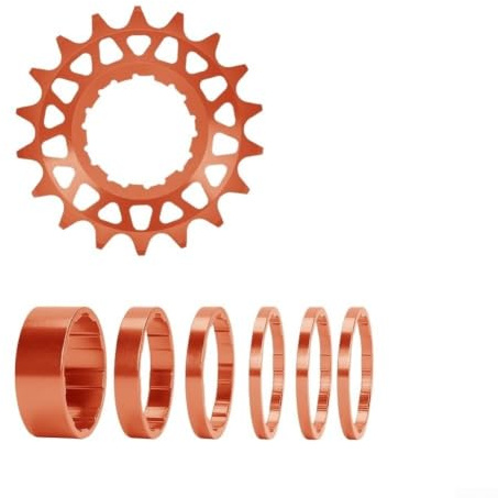 Besttoolifes Bicycle Single-Speed Freewheel 16T 18T Aluminum Alloy CNC Lightweight Off-Road Bike Conversion Kit Black(Orange-18T)