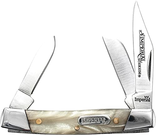 Schrade Imperial Unisexe - Adulte, Couteau de Poche, Small Stockman, Clip en Acier Inoxydable, Lames Spey-Point et Sheepsfoot Longueur fermé : 6,67 cm, Multicolore, Normal
