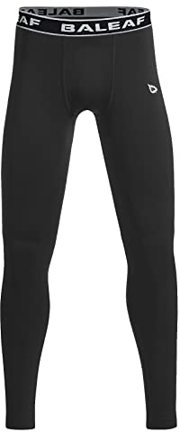 baleaf Boys Fleece Compression Leggings Youth Pants Kids Tights Football Basketball Baseball Sports Cold Weather Gear Black Size M