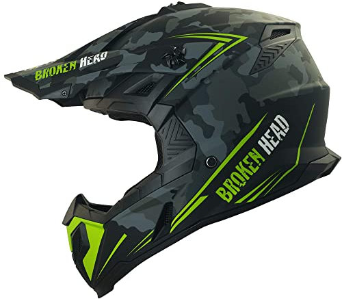 Broken Head Squadron Rebelution Motocross-Helm - Leichter Cross-Helm & Enduro-Helm - Motorradhelm, Camouflage Grau - Größe XS (53-54 cm)